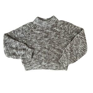 Ana XS Women’s Sweater Mock Turtleneck Brown and Cream Chunky